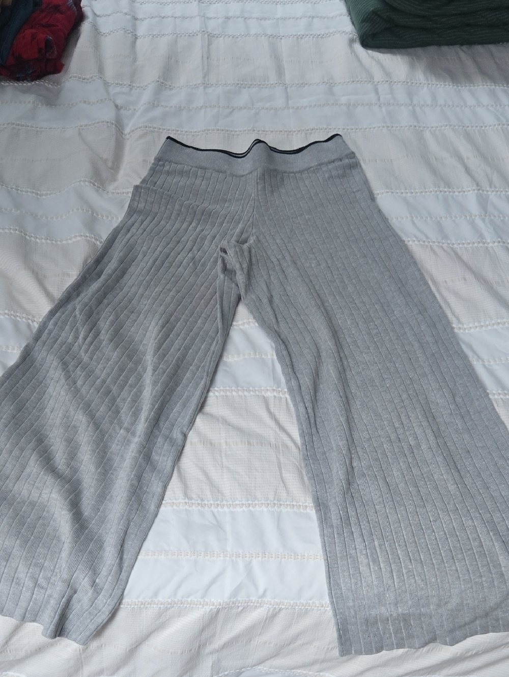Marled Ribbed Knit Pants - Gray